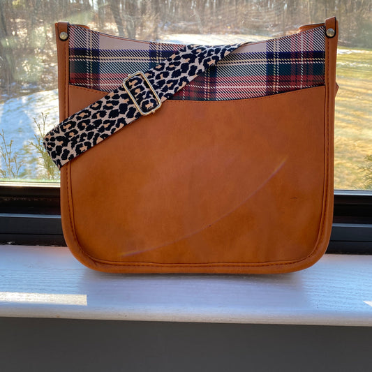 Aubree Crossbody Purse - Camel Plaid
