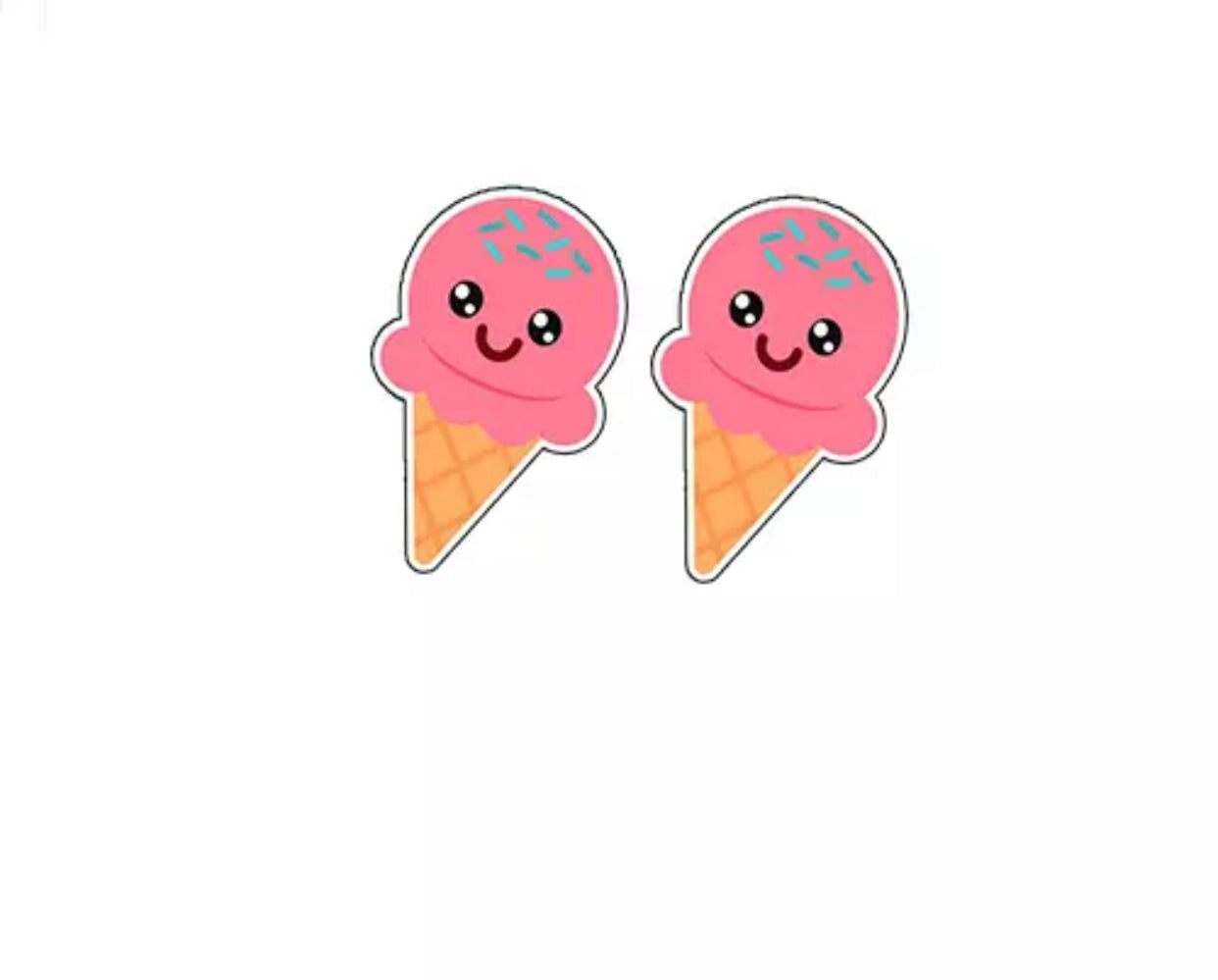 Acrylic Stud Earrings - Strawberry Ice Cream