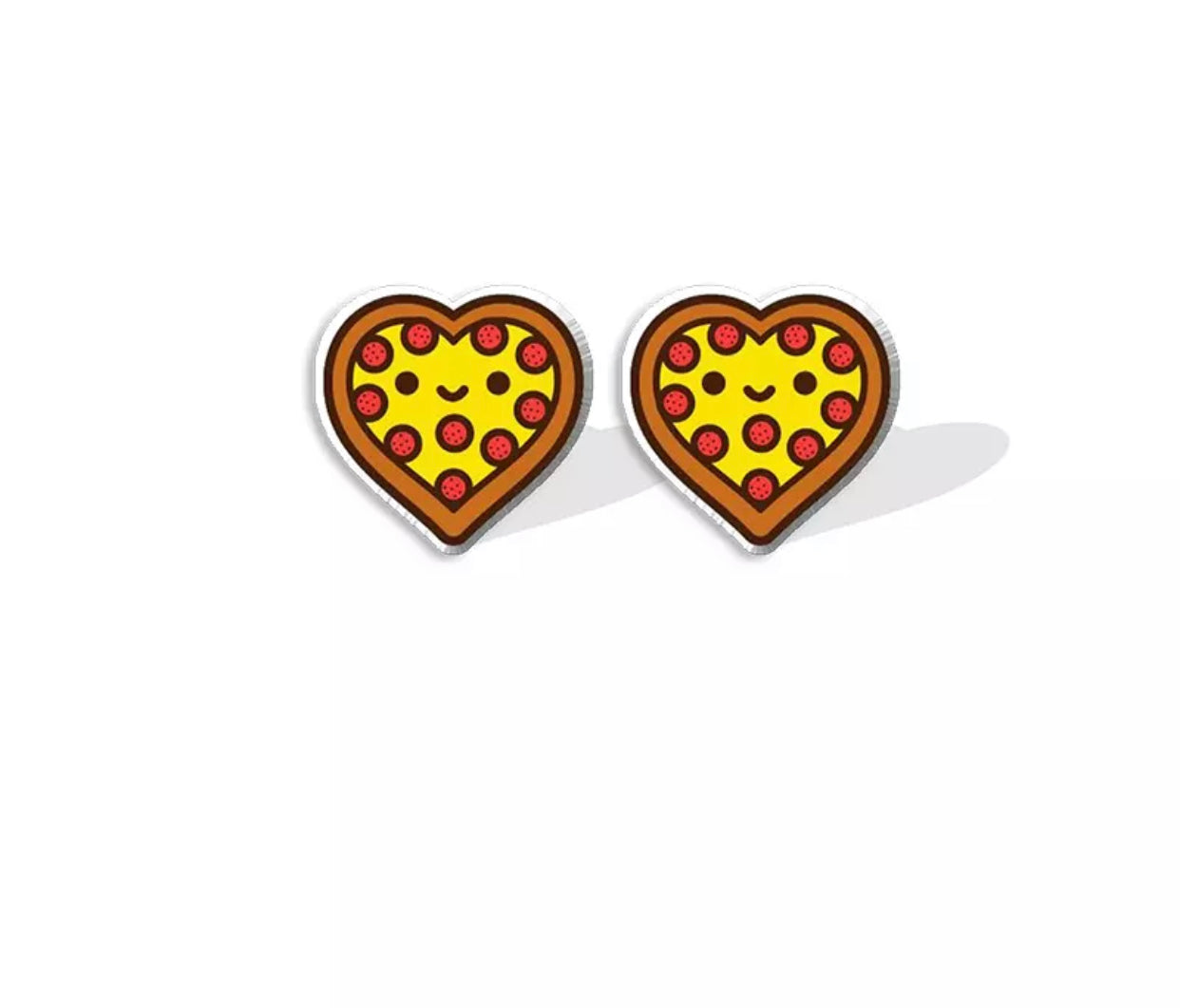 Acrylic Stud Earrings - Pizza Heart