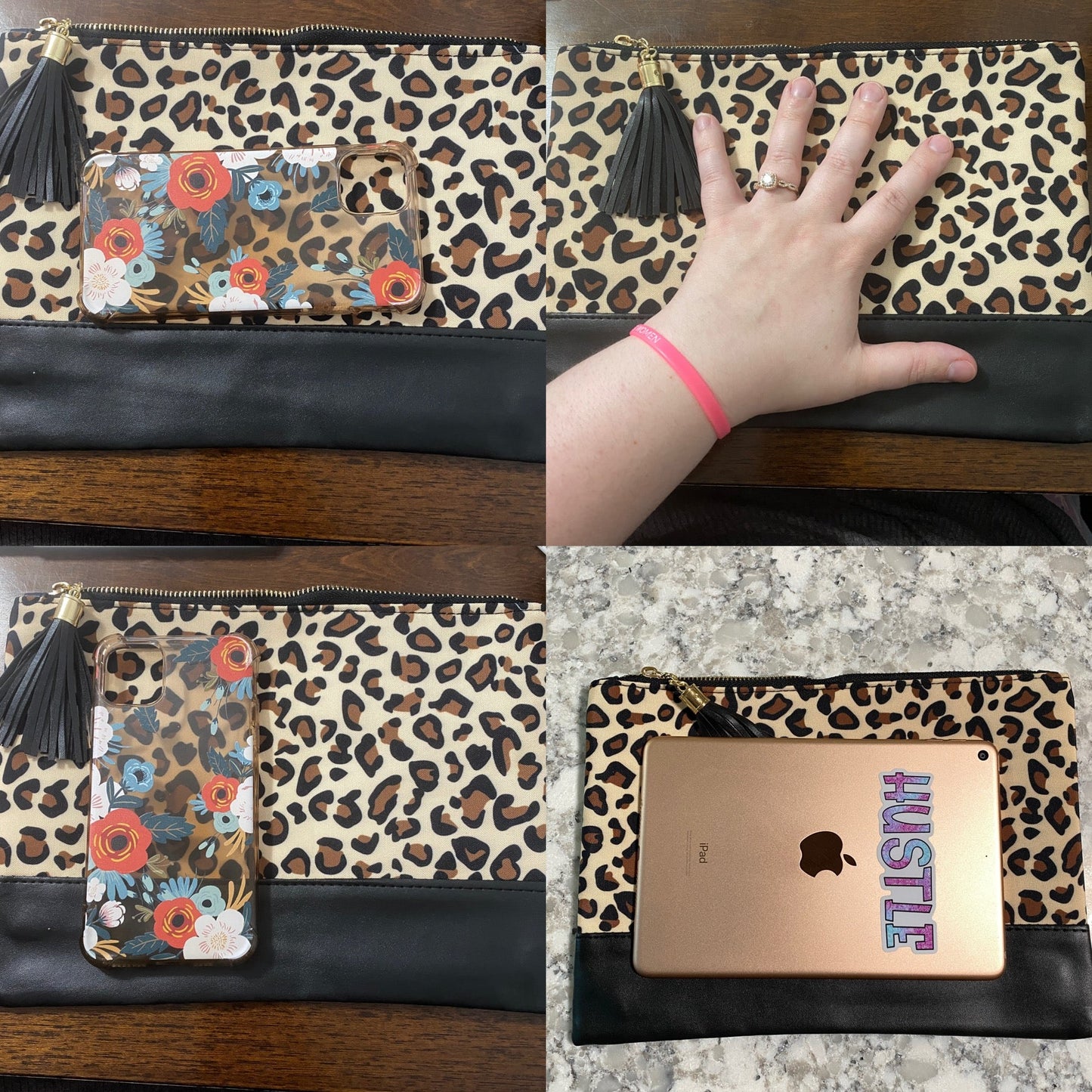 Clutch - Oversized Faux Leather & Canvas