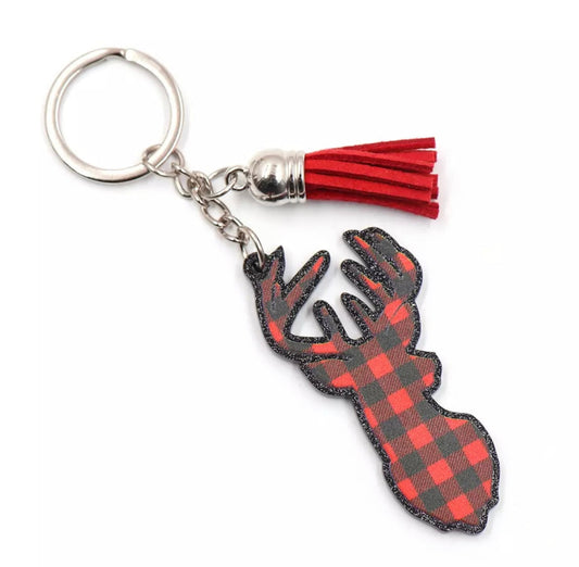 Keychain - Plaid Deer