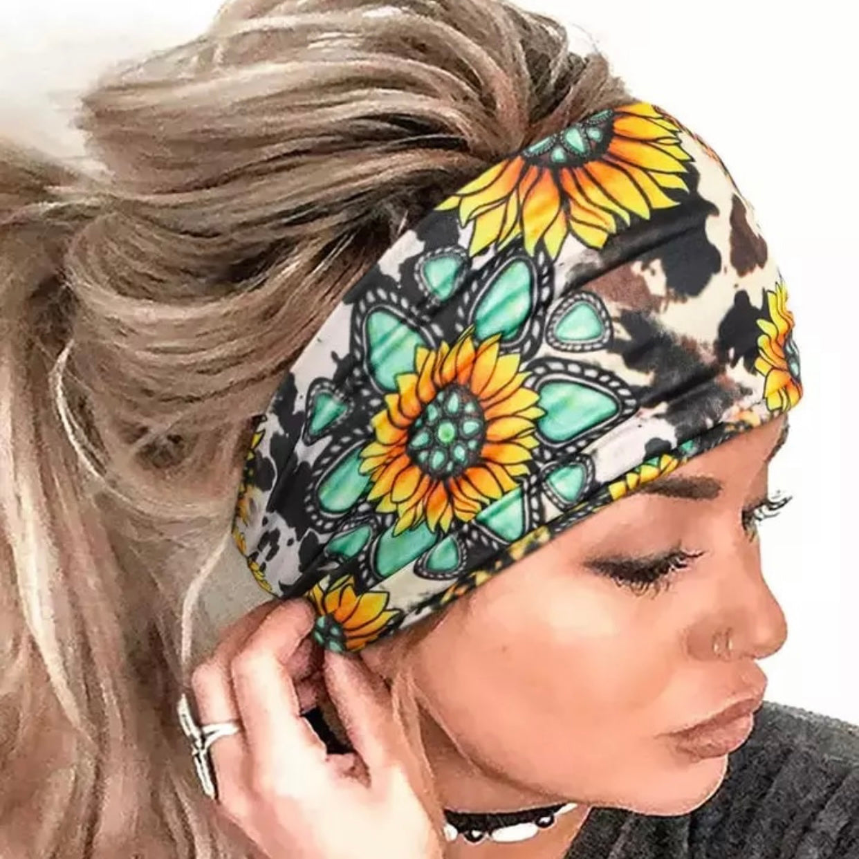 Headband - Turquoise Sunflower