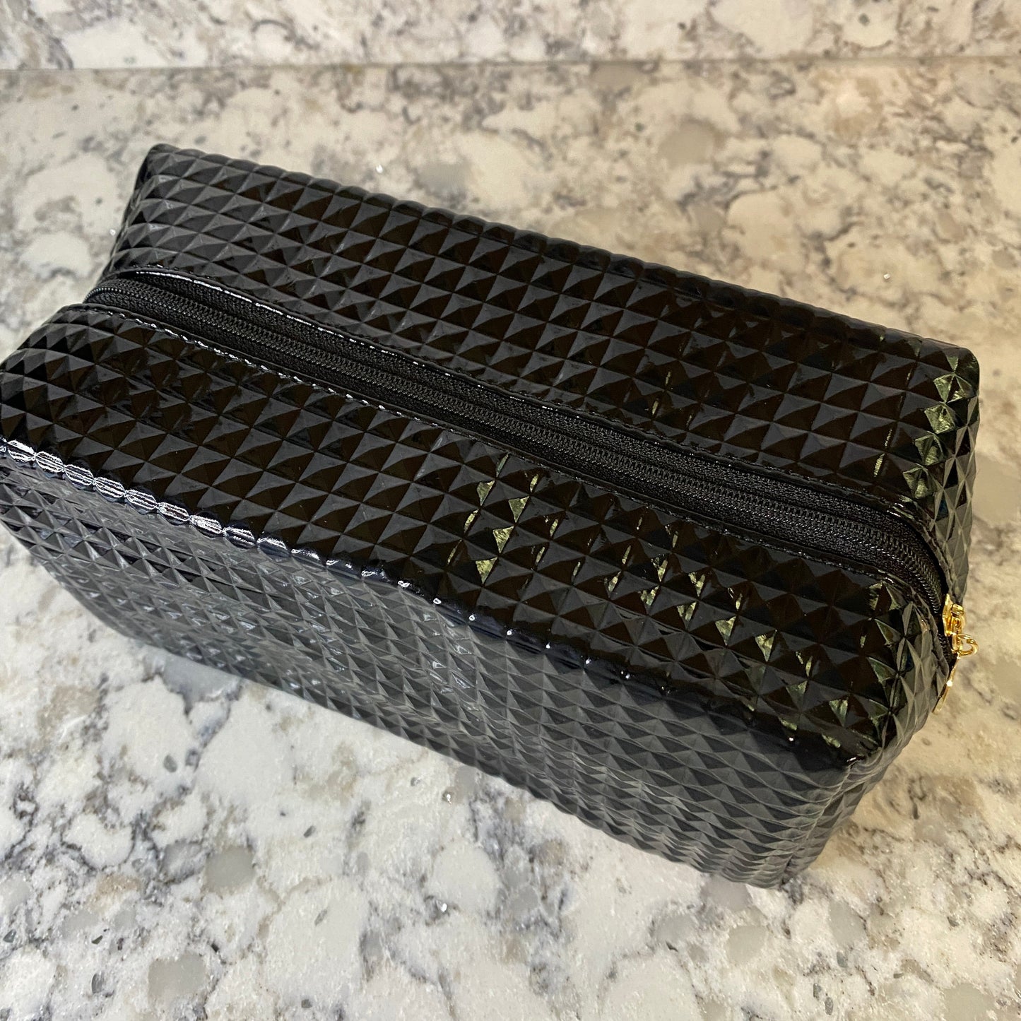 Pouch - Stand Up Rectangle Zip - Black Studded