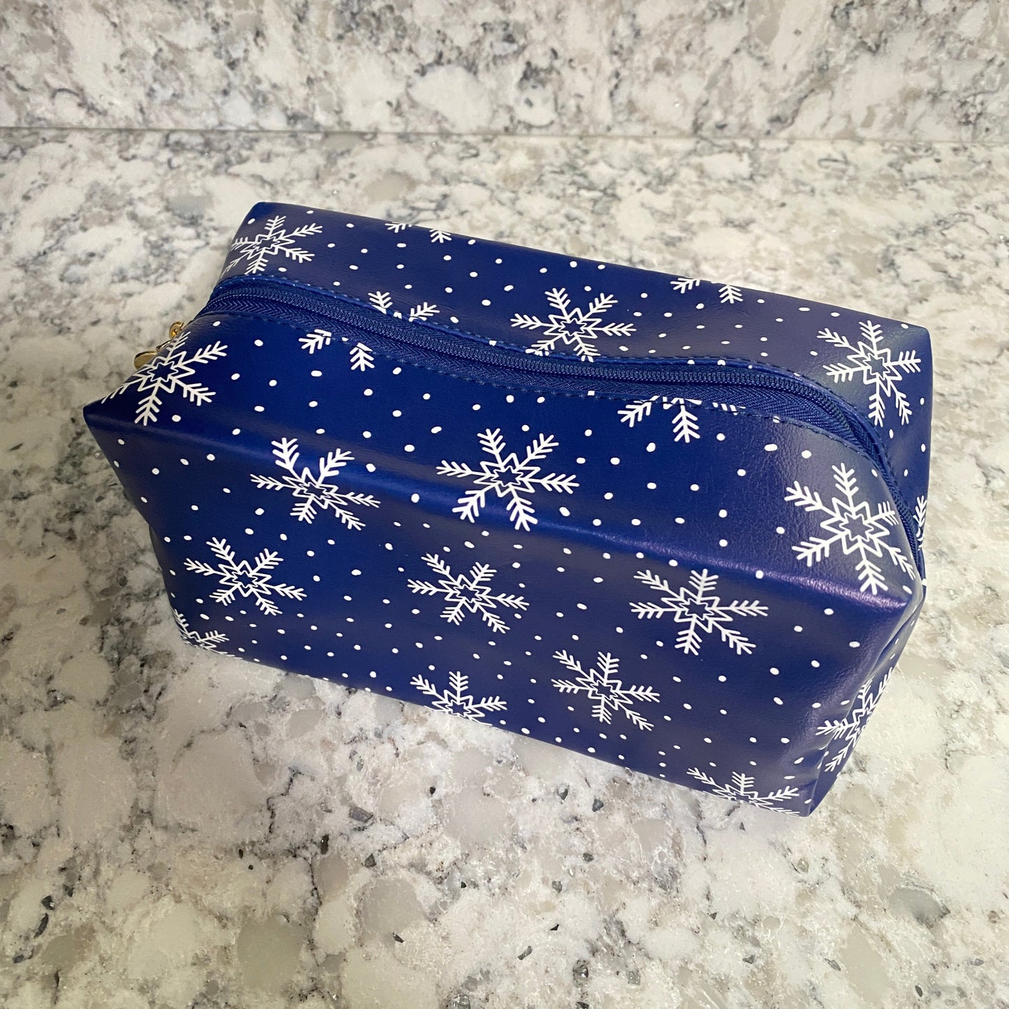 Pouch - Stand Up Rectangle Zip - Blue Snowflake