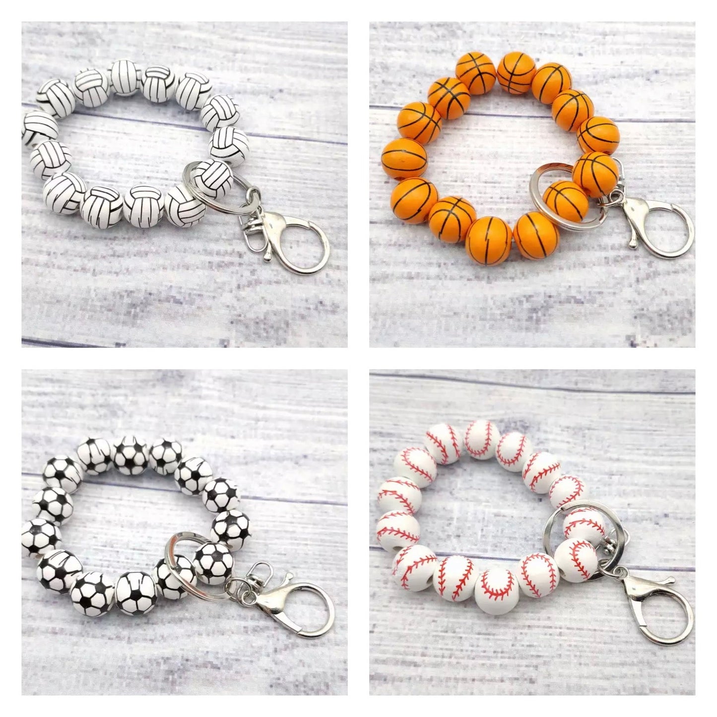 Wooden Bracelet Keychain - Sports