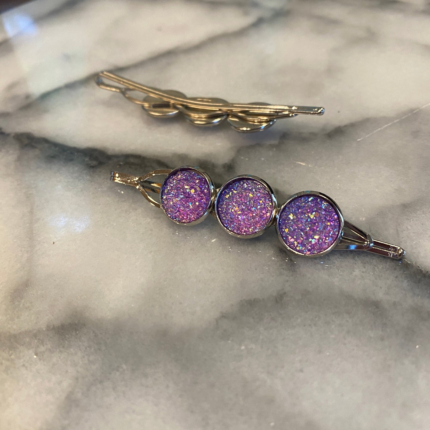 Druzy Hair Pin - Silver