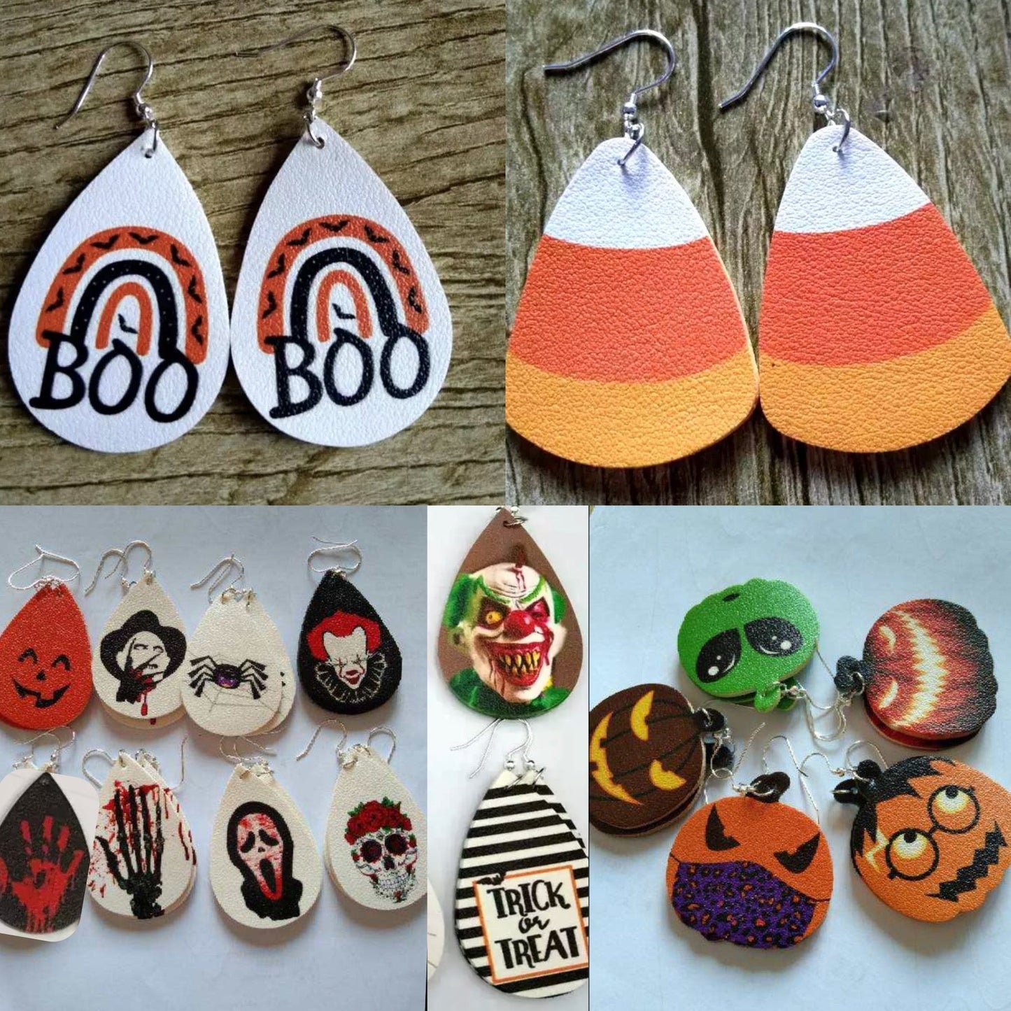Faux Leather Earrings - Halloween Graphic
