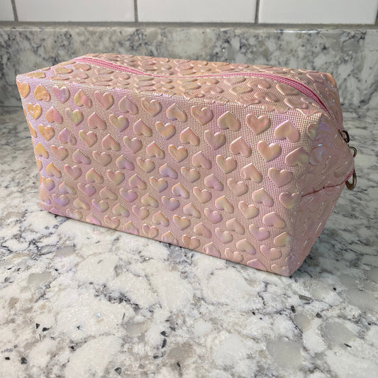 Pouch - Stand Up Rectangle Zip - Holographic Heart