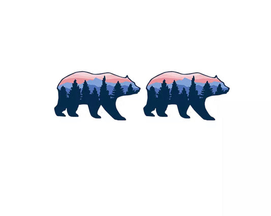 Acrylic Stud Earrings - Pink Mountain Bear