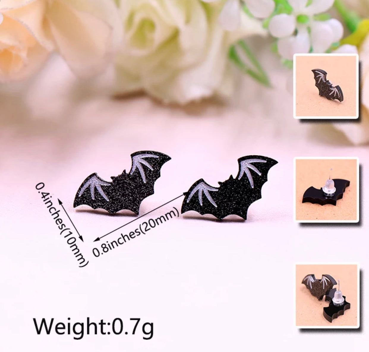 Acrylic Stud Earrings - Bats - Halloween