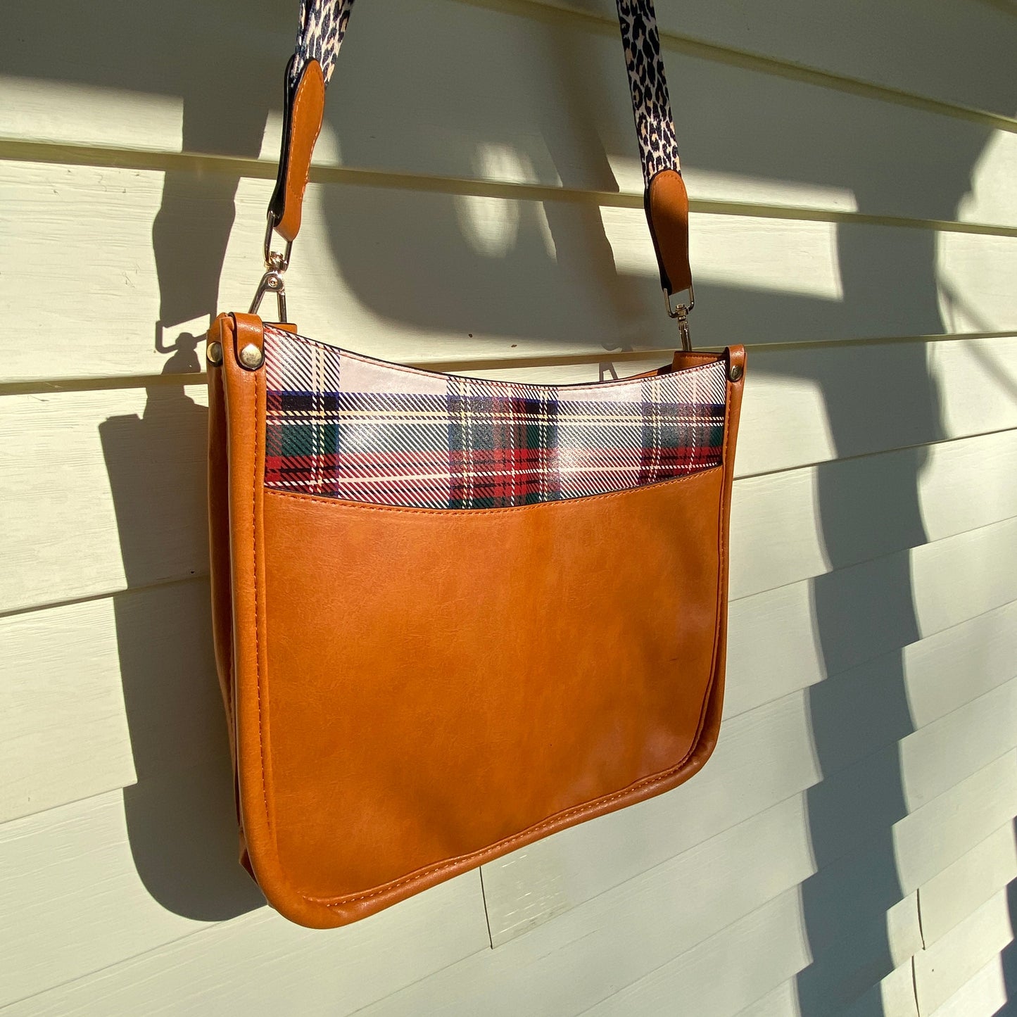 Aubree Crossbody Purse - Camel Plaid