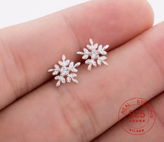 Snowflake Gem Earrings - Sterling Silver