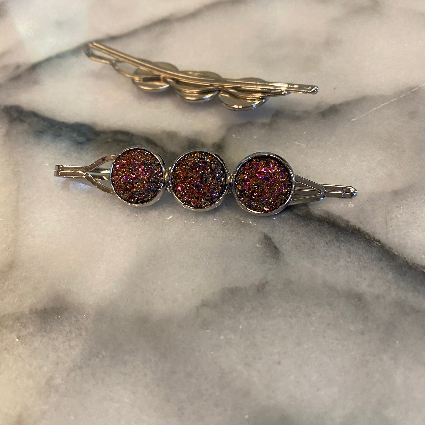 Druzy Hair Pin - Silver