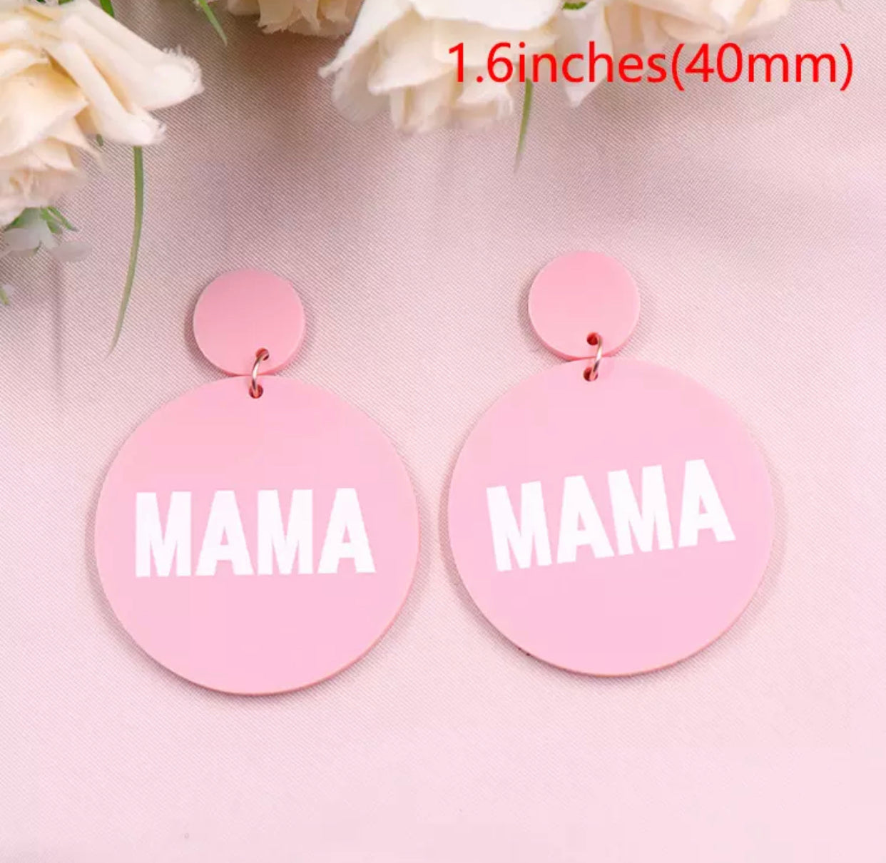 Acrylic Stud Dangle Earrings - Spring Round Mama