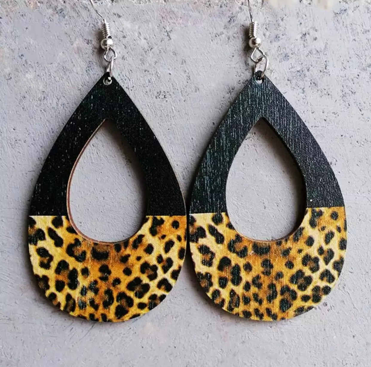 Wooden Teardrop Cutout - Animal Print Dip