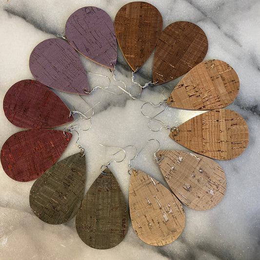 Faux Leather Cork Earrings - Color