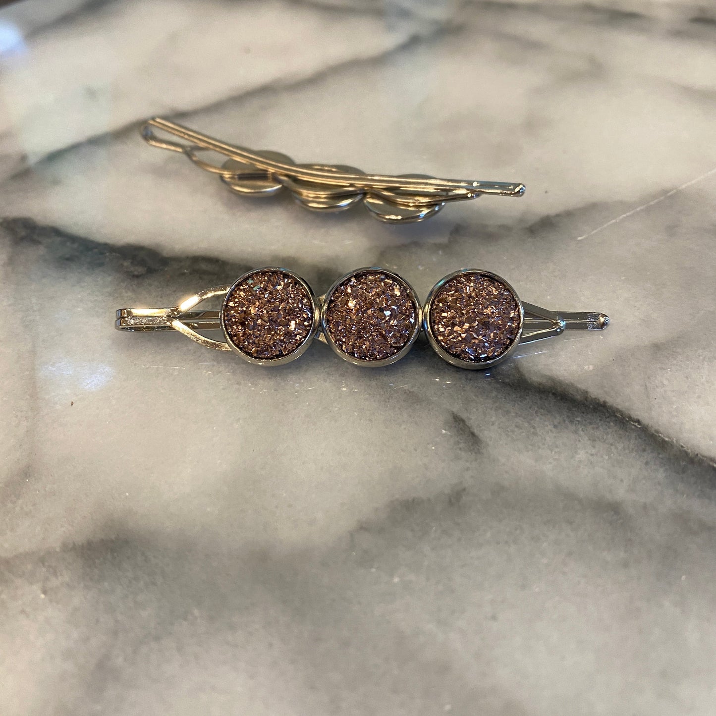 Druzy Hair Pin - Silver