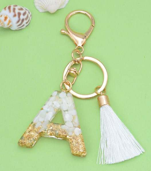 Letter Keychain - White