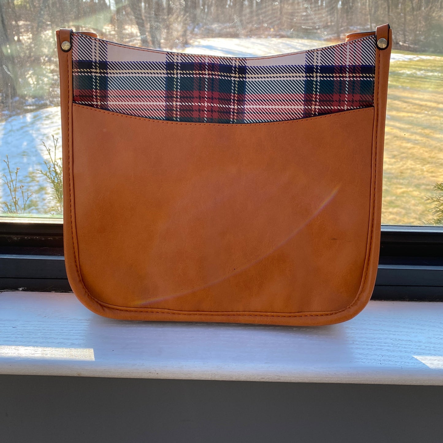 Aubree Crossbody Purse - Camel Plaid