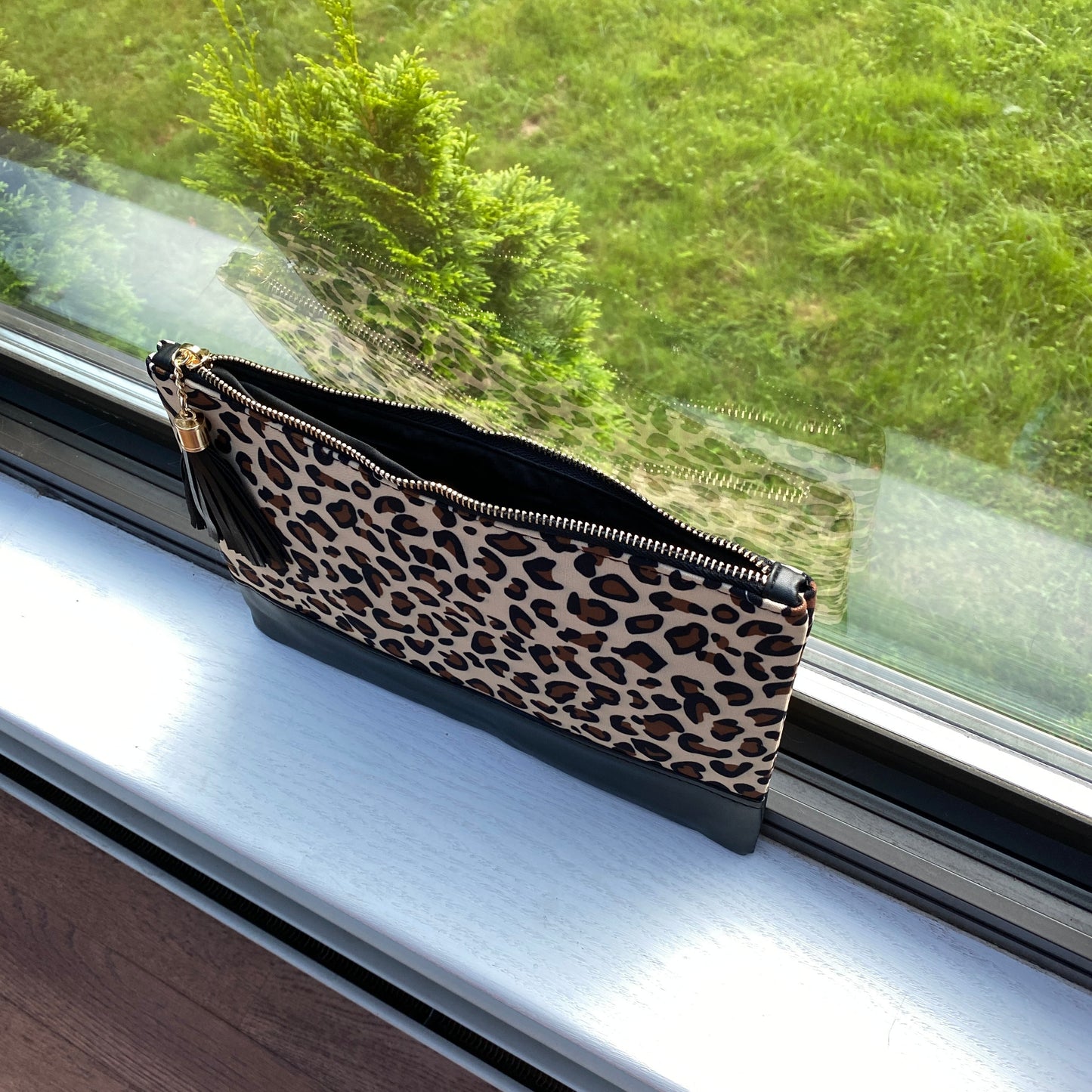 Clutch - Oversized Faux Leather & Canvas