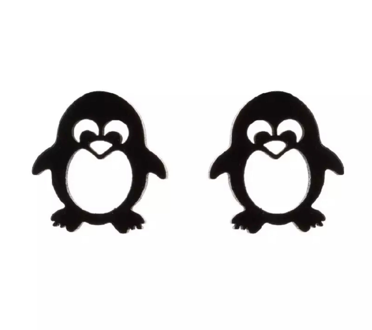 Metal Stud Earrings - Penguin