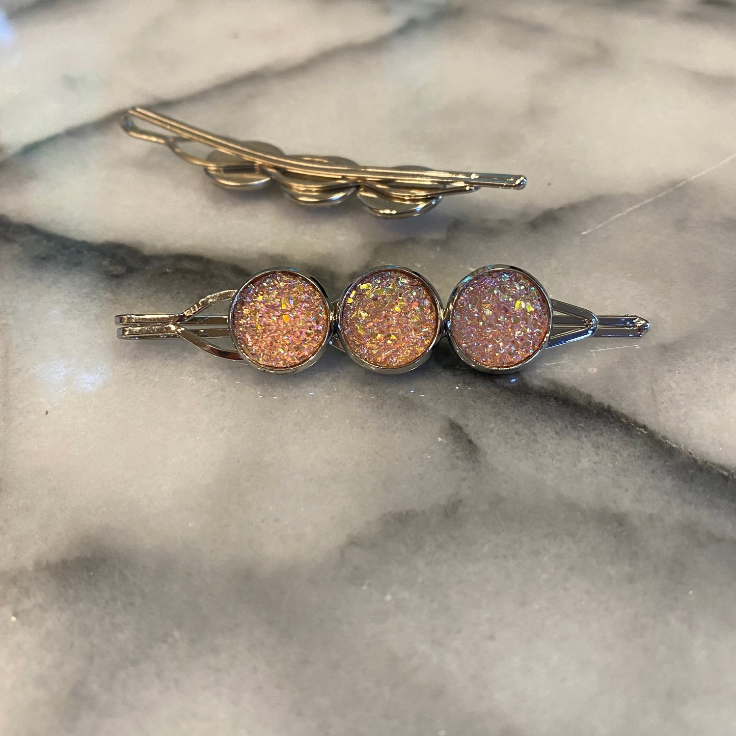 Druzy Hair Pin - Silver
