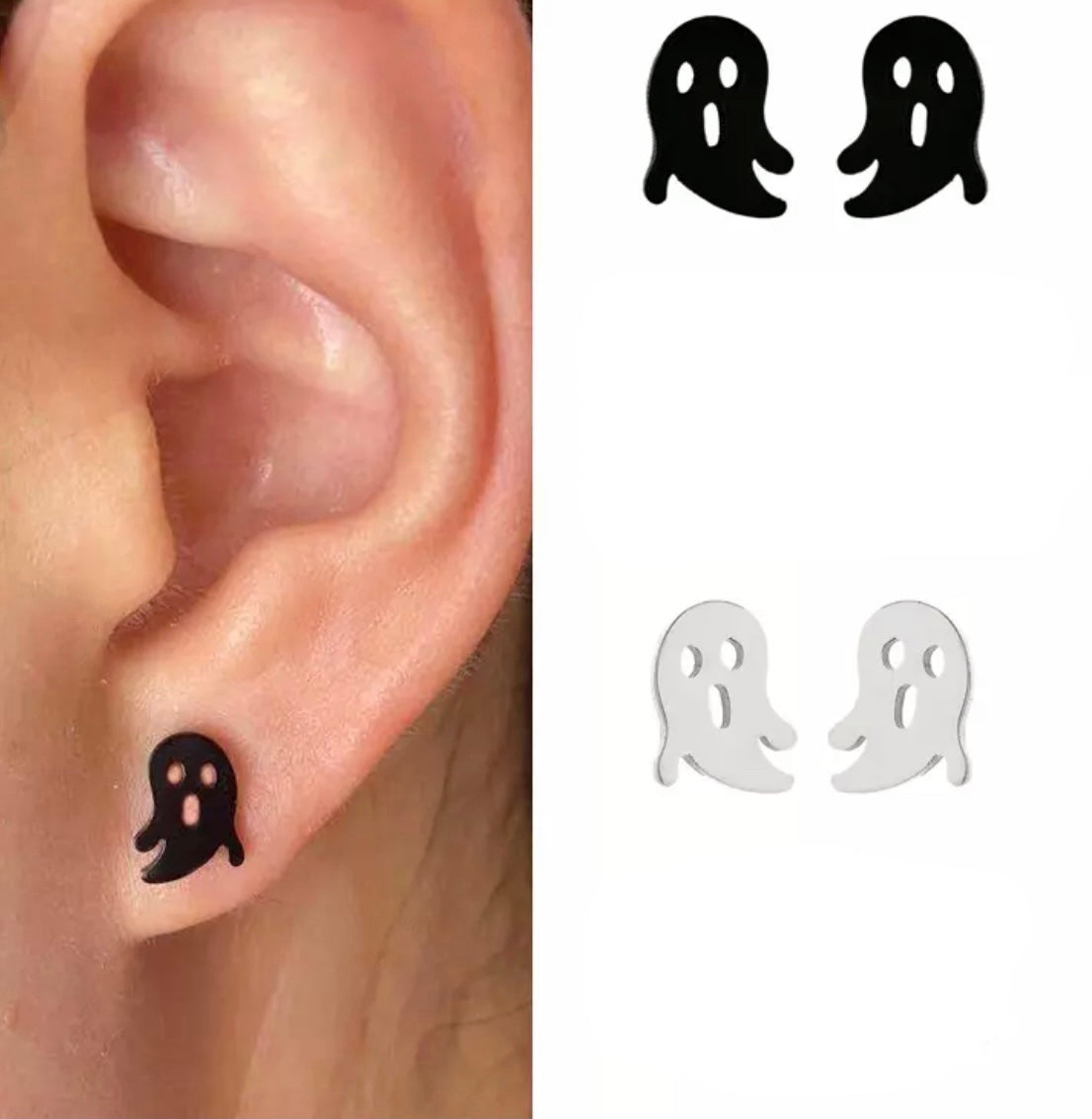 Metal Stud Earrings - Ghost #2 - Halloween