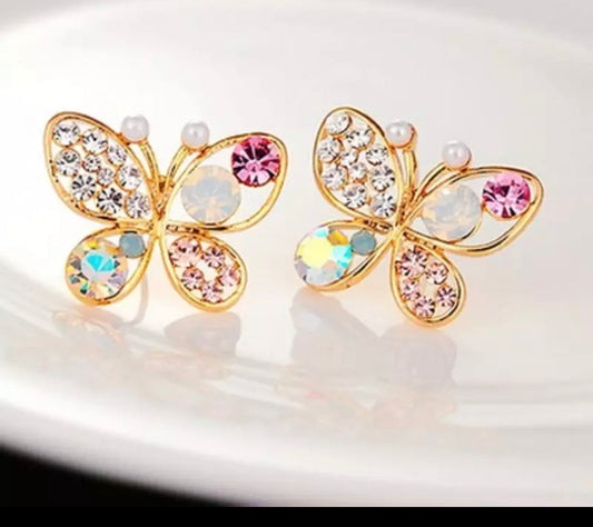 Metal Stud Earrings - Butterfly Gems