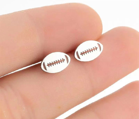 Metal Stud Earrings - Football