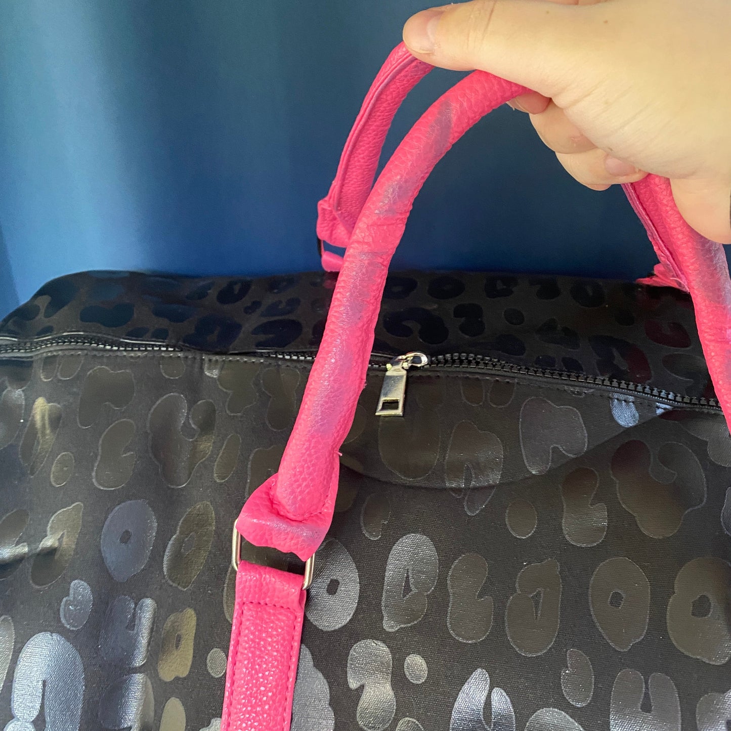 The Weekender Duffle - Hot Pink & Black Animal Print *Damaged*