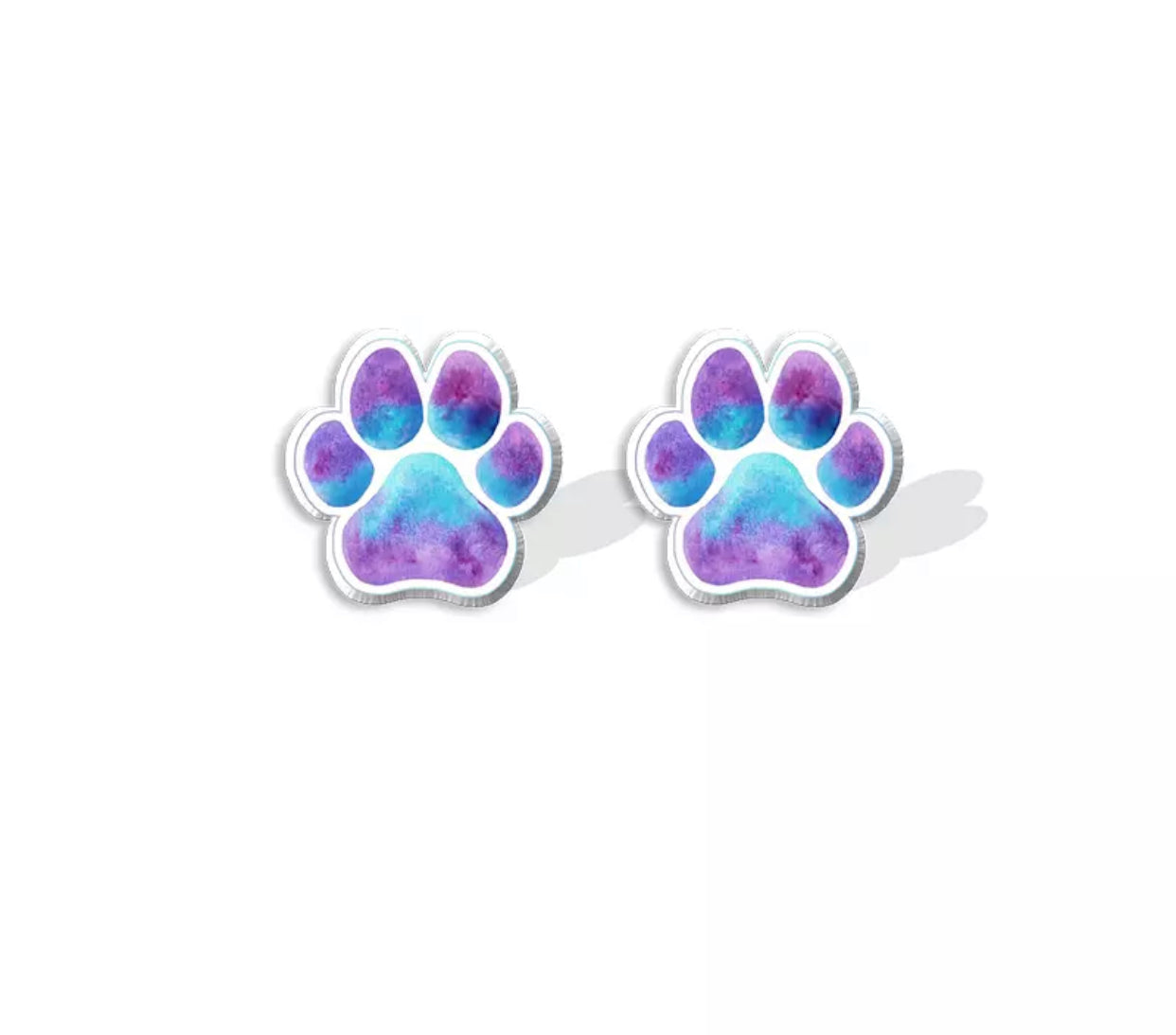 Acrylic Stud Earrings - Galaxy Paw