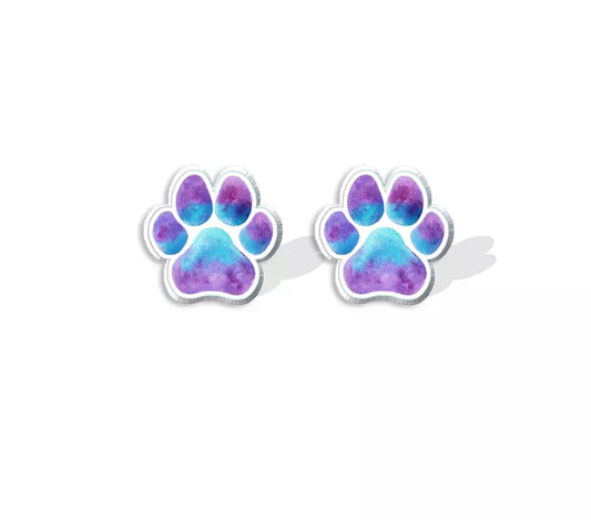 Acrylic Stud Earrings - Galaxy Paw