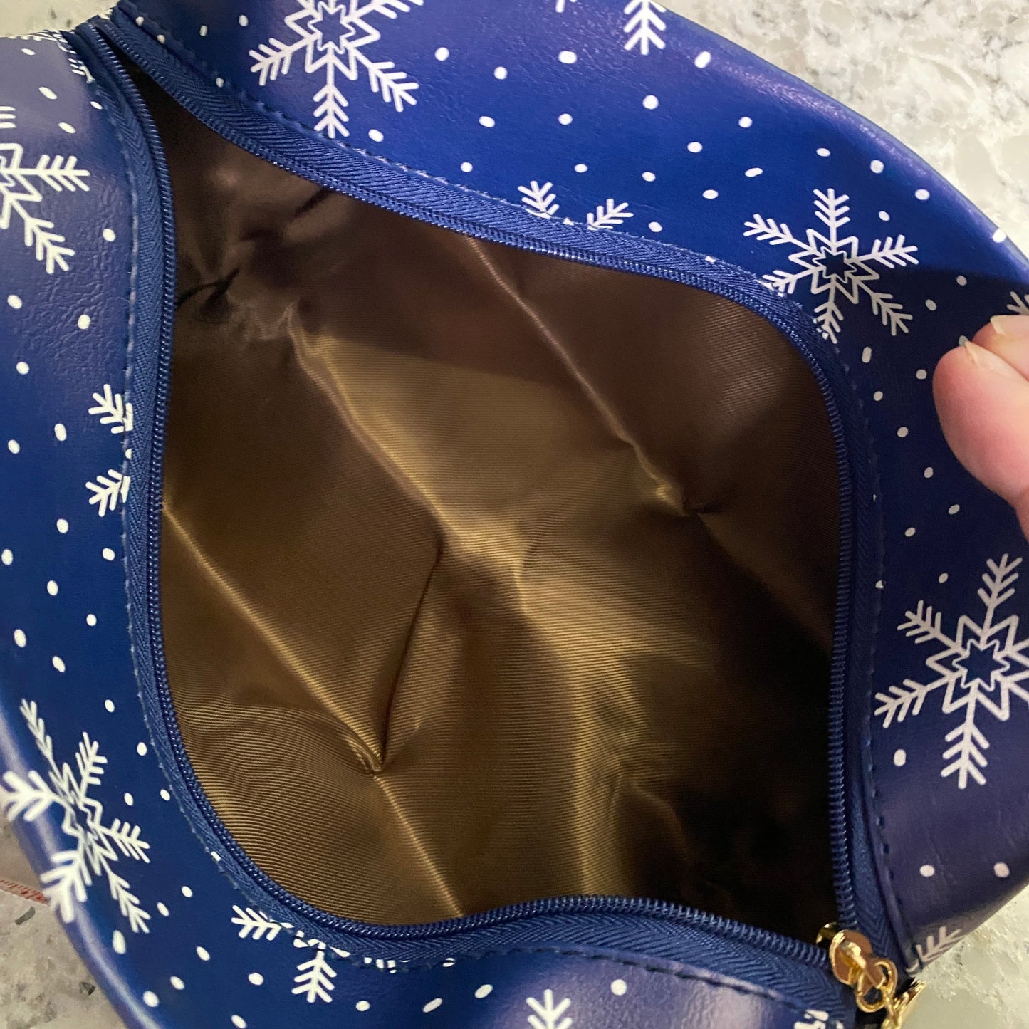 Pouch - Stand Up Rectangle Zip - Blue Snowflake