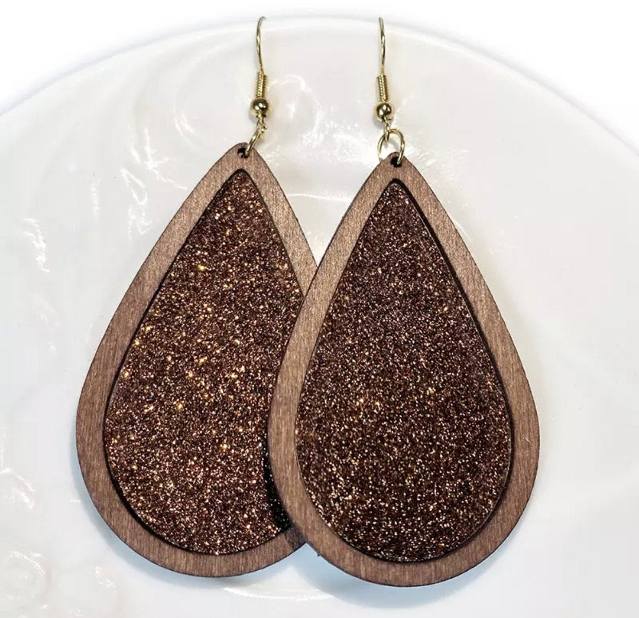 Wooden Teardrops - Brown Shimmer