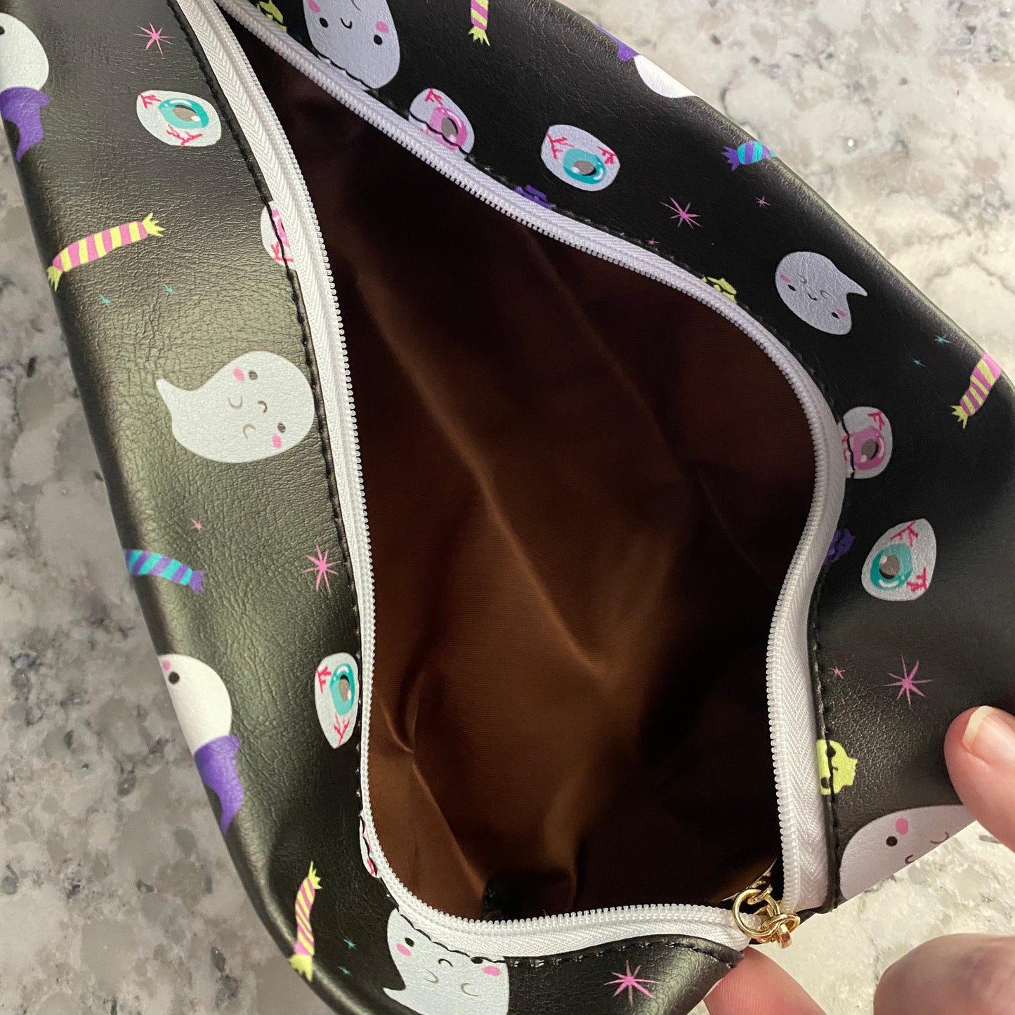 Pouch - Stand Up Rectangle Zip - Glasses Ghosts