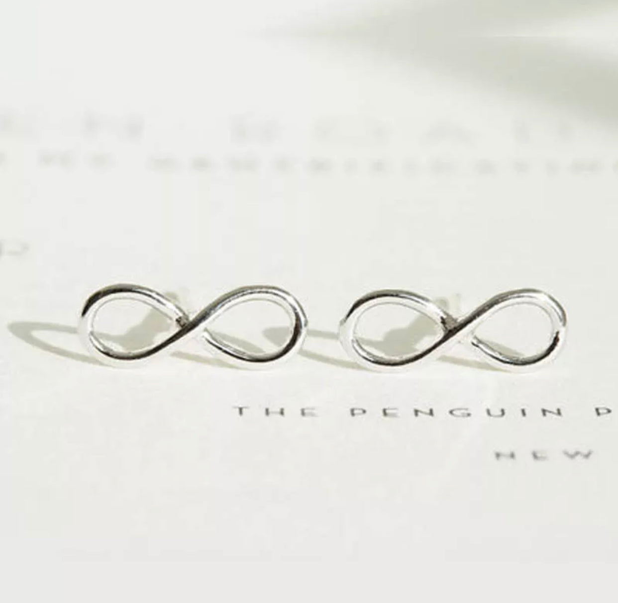 Metal Stud Earrings - Infinity