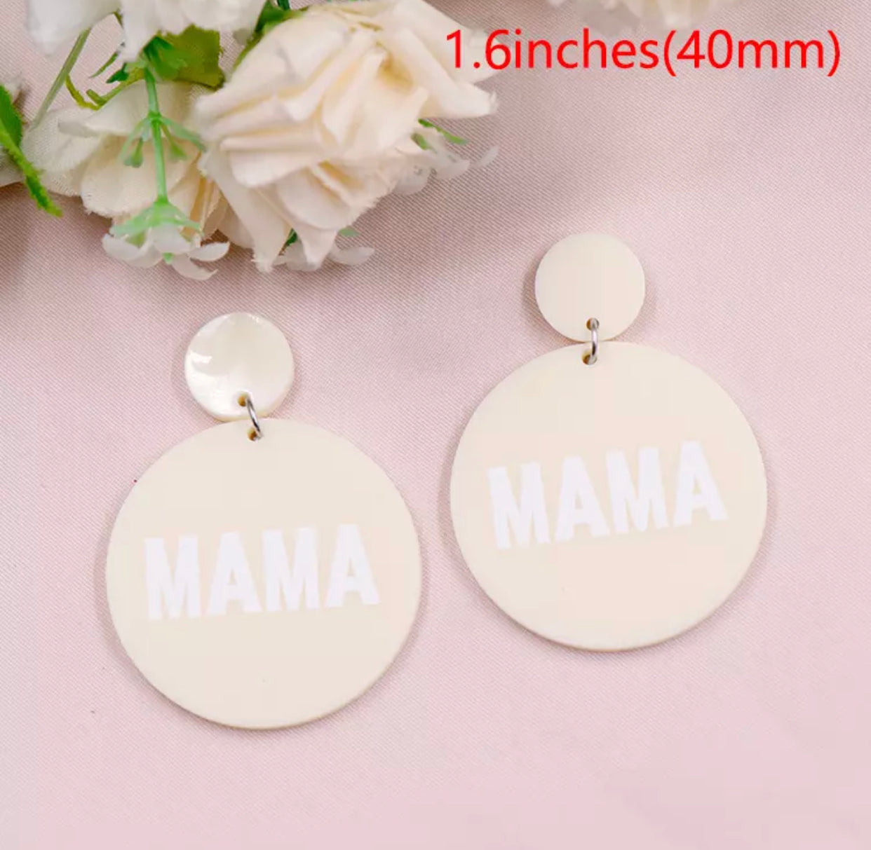 Acrylic Stud Dangle Earrings - Spring Round Mama