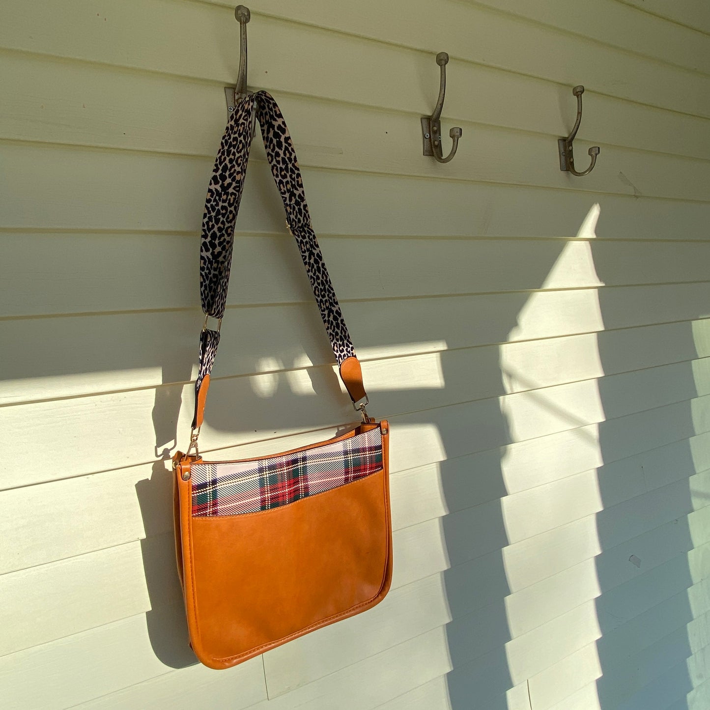 Aubree Crossbody Purse - Camel Plaid