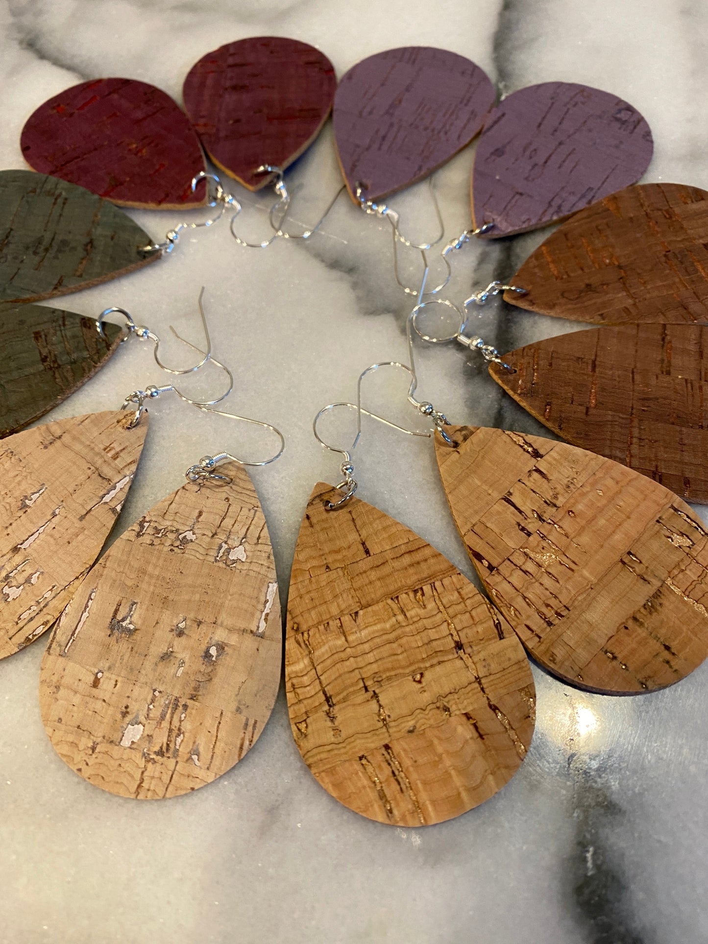 Faux Leather Cork Earrings - Color
