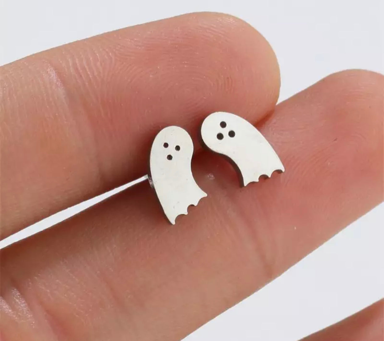 Metal Stud Earrings - Ghost #3