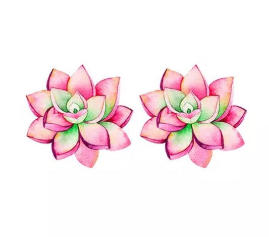 Acrylic Stud Earrings - Pink Succulent