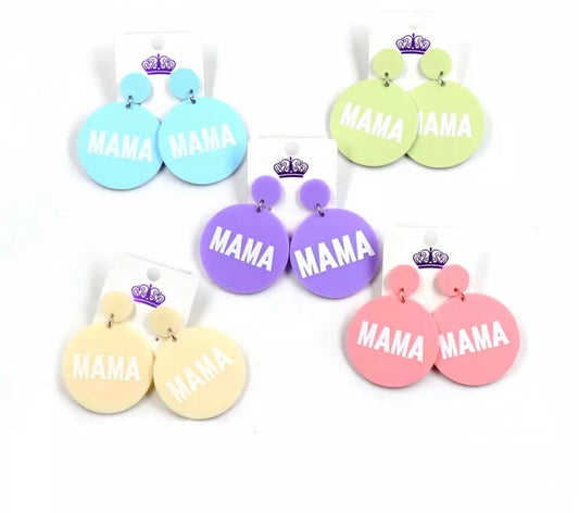 Acrylic Stud Dangle Earrings - Spring Round Mama