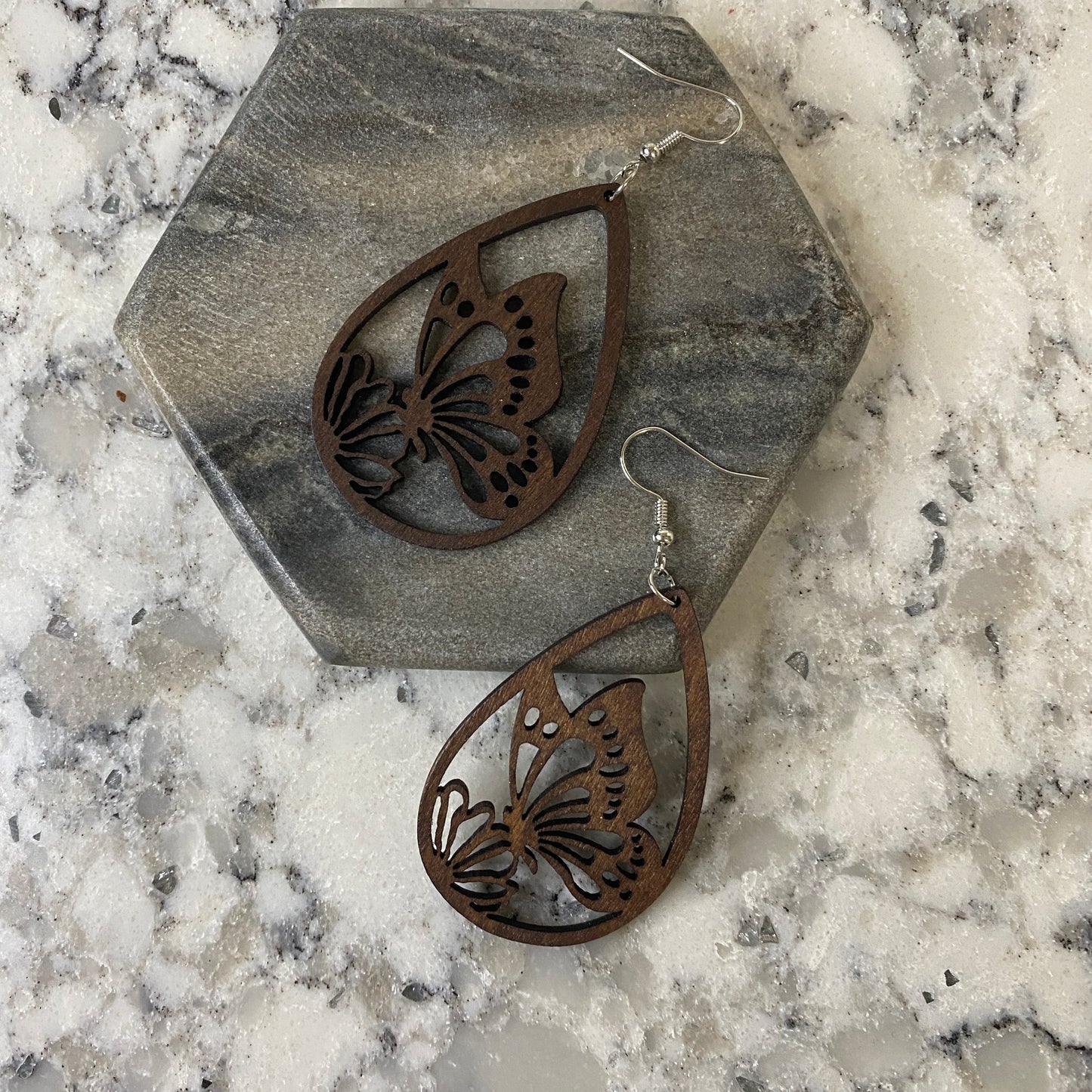Wooden Teardrop Cutout - Butterfly