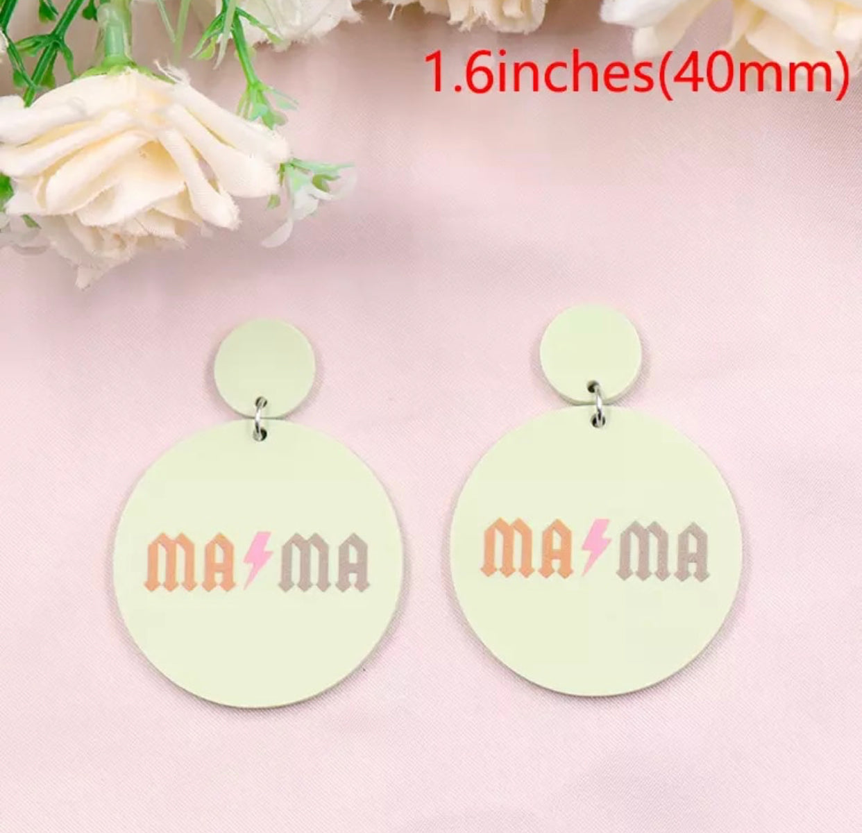 Acrylic Stud Dangle Earrings - Lightning ⚡️ Round Mama