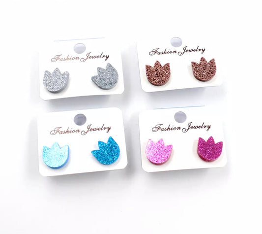 Acrylic Stud Earrings - Tulip
