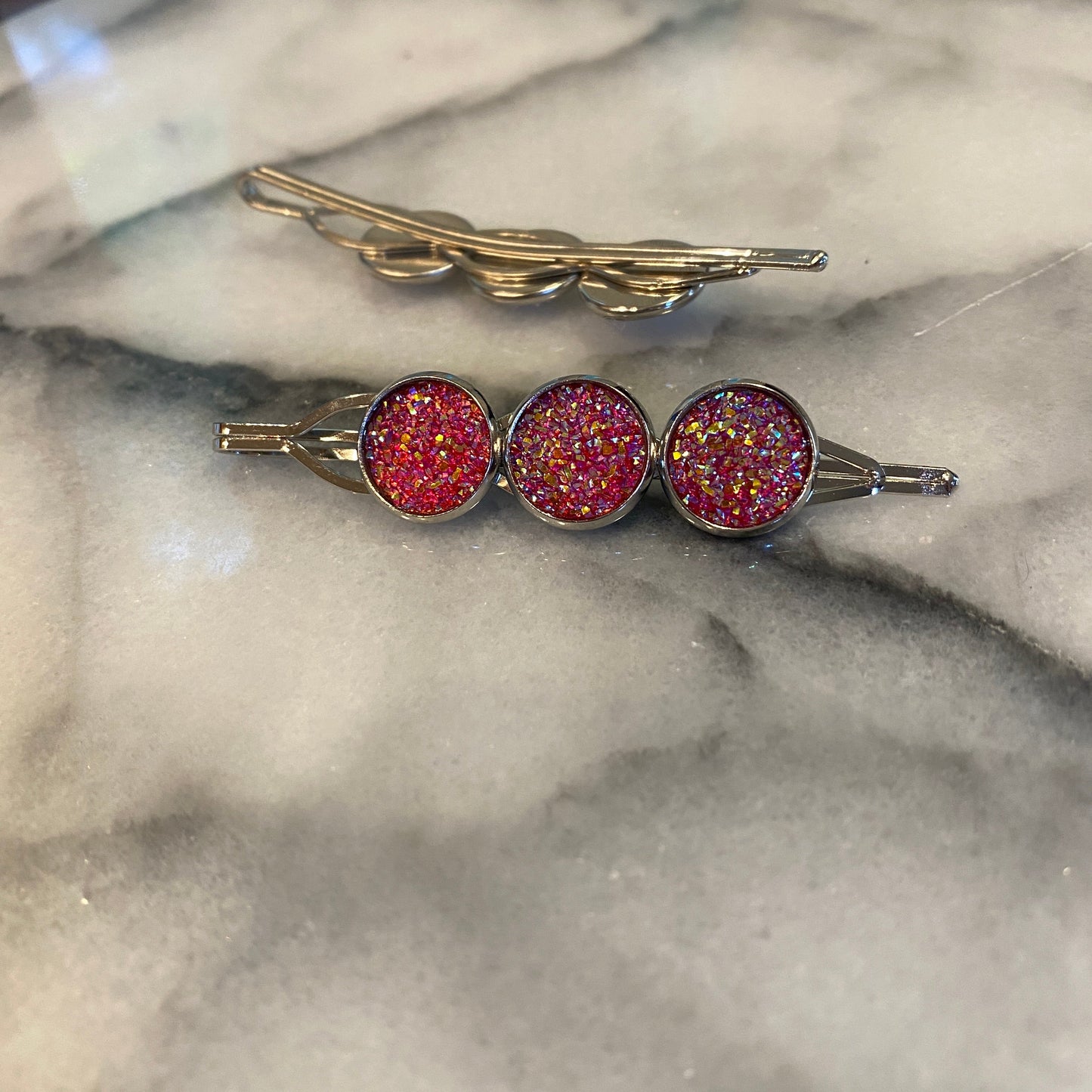 Druzy Hair Pin - Silver