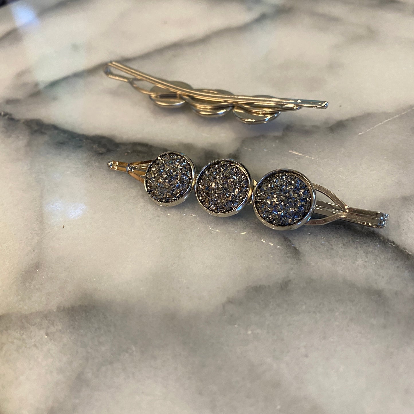 Druzy Hair Pin - Silver