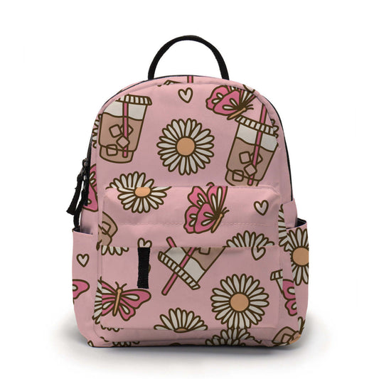 Mini Backpack - Pink Iced Coffee Daisy