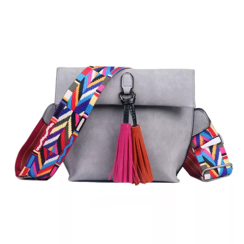 The Sharon Faux Suede Tassel Purse