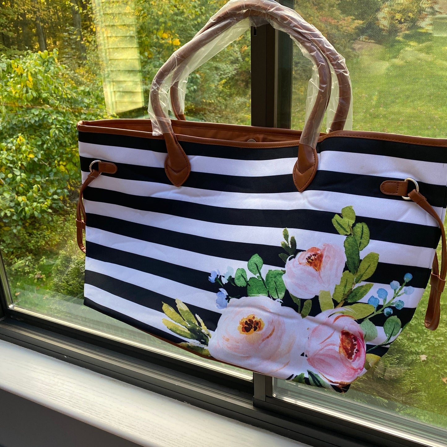 The Oversized Carryall Bag - Floral Stripe